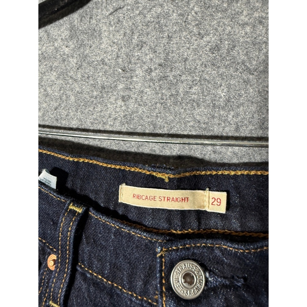 Levis Ribcage Straight Jeans Womens 29 Dark Wash High Rise Button Fly Western - Picture 3 of 10